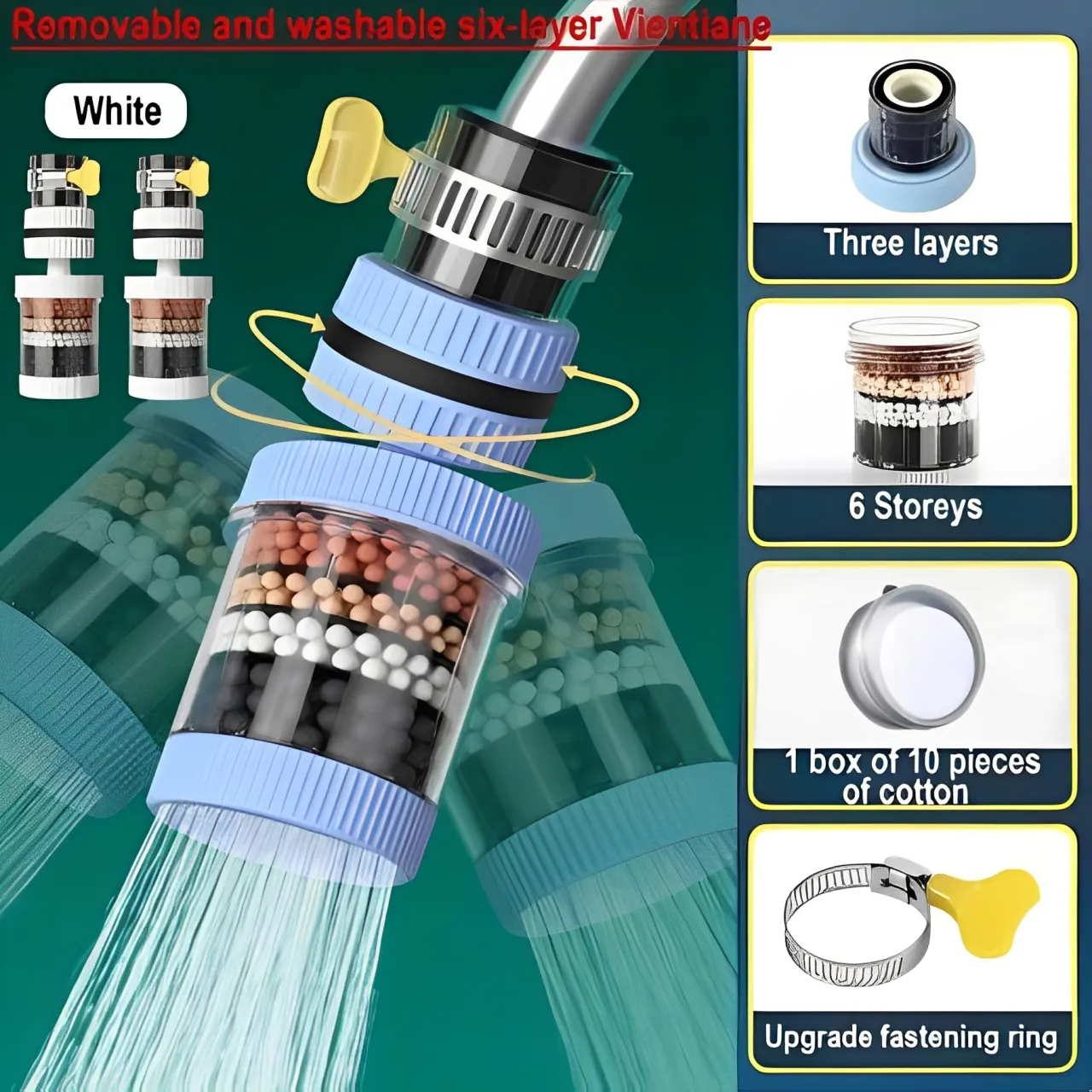 360 Degree Rotatable 6 Layers Water Filter Tap